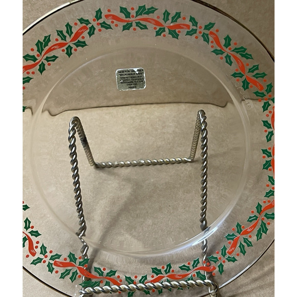 Arcoroc Holly & Berry Christmas Plate Gold Trim 1993 Made In France Collectible - Picture 4 of 9